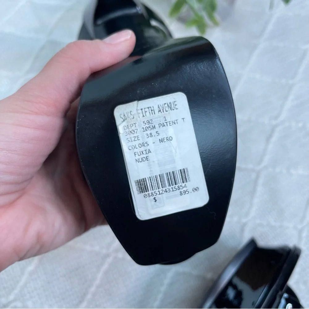 Saint Laurent Tribute Platform Sandals 105mm Black Patent Leather Size 38.5 8.5 - Picture 4 of 17